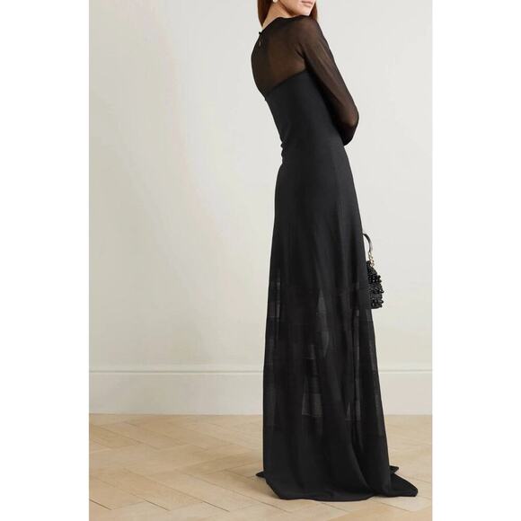 Ralph Lauren Collection Long Sleeve Crewneck Evening Gown Black Maxi Dress M $3k - Picture 2 of 5